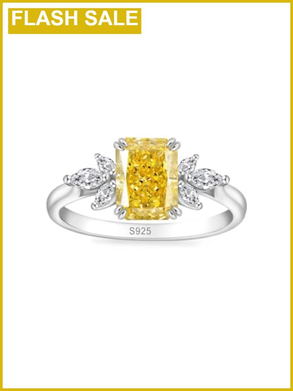 Sterling Silver Birthstone Ring 1.5ct Radiant Cut Cubic Zirconia Wedding
